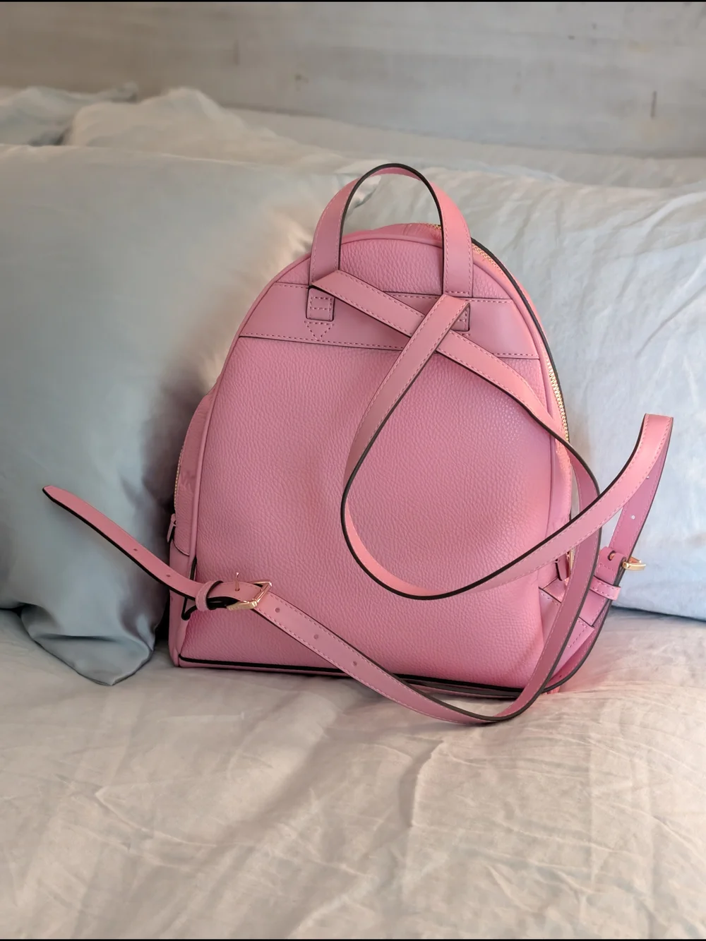 NWT Michael Kors Rhea Medium Zip Backpack in Carnation Pink Monogram